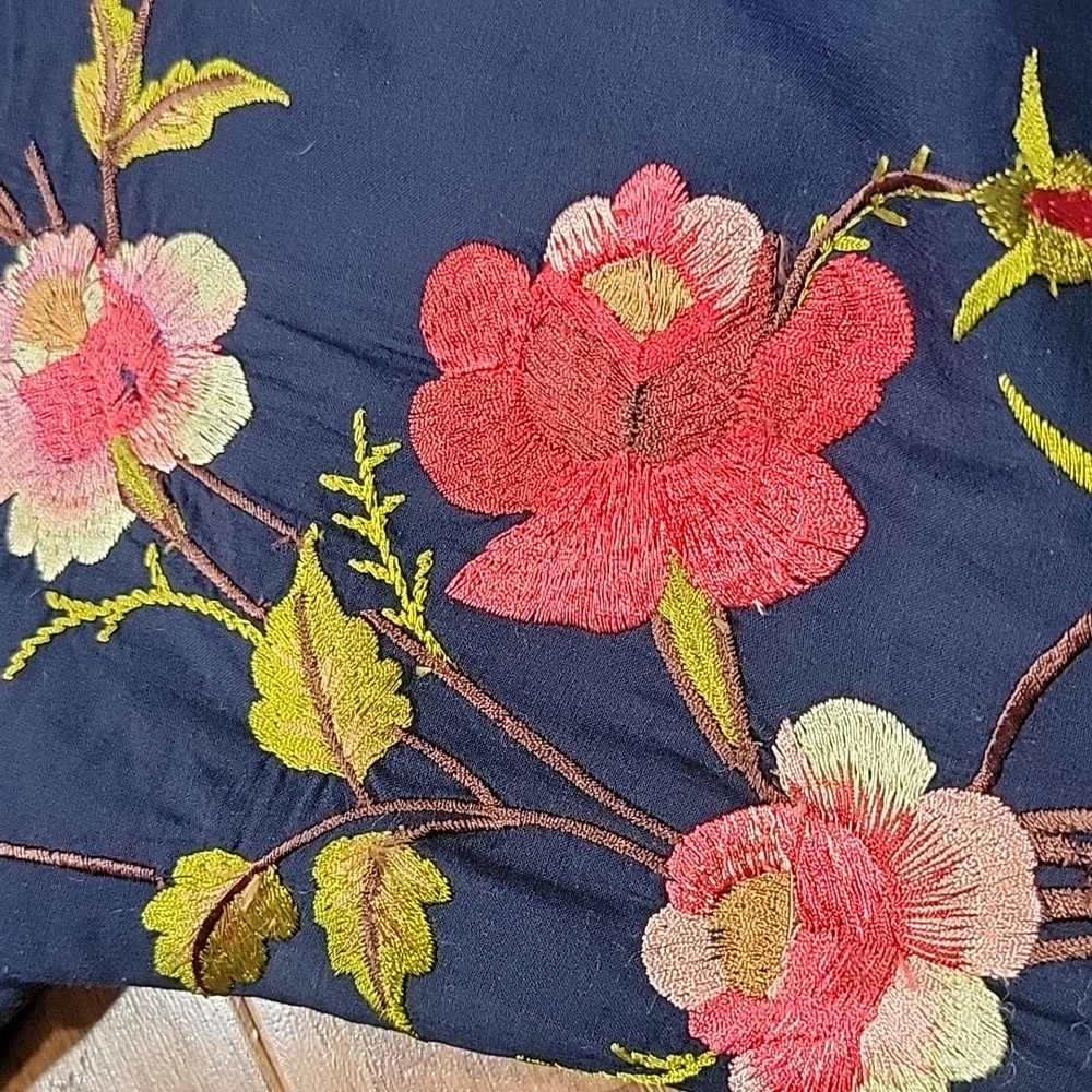 Sundance Floral Embroidered Navy Top - Picture 15 of 16
